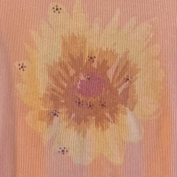 Joie Tank Top Boho Peach with Flower Design, Size S - Picture 5 of 9